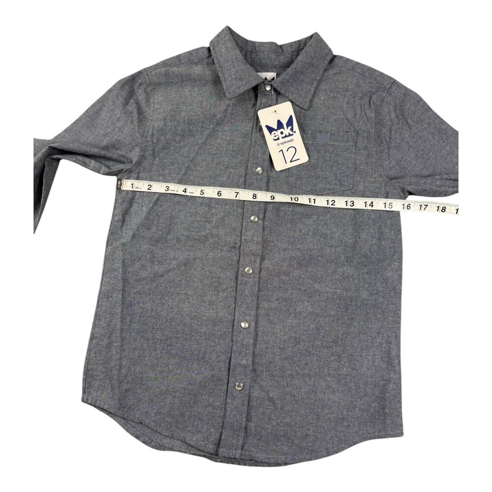 EPK Boys' Pearl Snap Long Sleeve Button-Up Dress Shirt - Size 12 - Gray NWT - Picture 6 of 11